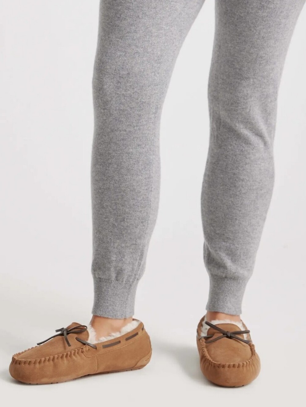 Quince Brown Australian Moccasin Suede Shearling-Lined Slip-Ons Slippers